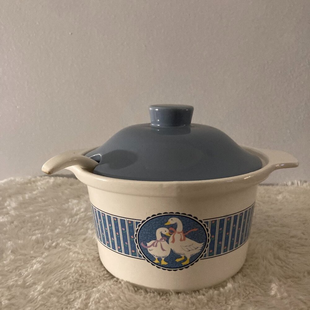 Vintage Geese w/Ribbons Soup Tureen w/Lid & Ladle